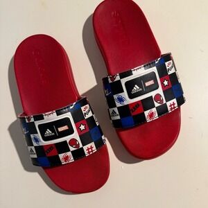 Adidas Kids Red Marvel Slide Sandals